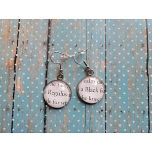 Regulus Black pendant earrings made with Harry Potter book pages